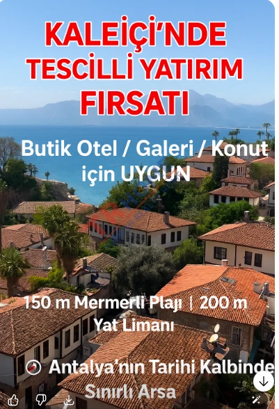 Tarihi Kaleiçinde Tescilli Arsa+ 300m², Butik Otel /Konut /Yatırım Fırsatı
